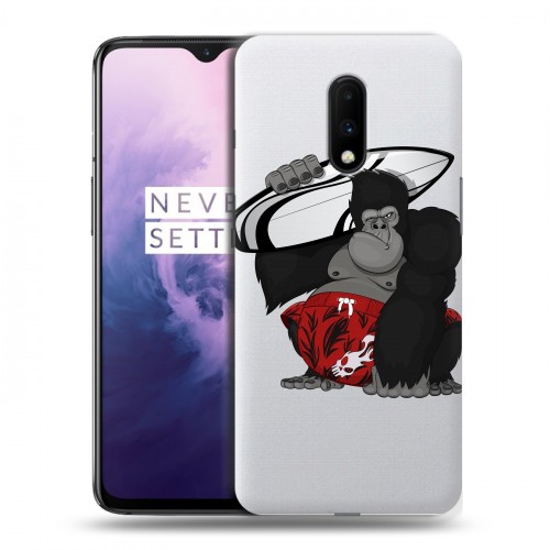 Полупрозрачный дизайнерский пластиковый чехол для OnePlus 7 Прозрачные обезьяны