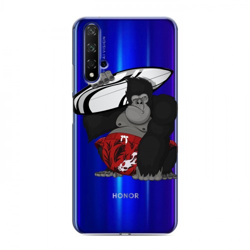 Полупрозрачный дизайнерский пластиковый чехол для Huawei Honor 20 Прозрачные обезьяны