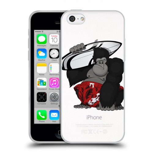 Полупрозрачный дизайнерский пластиковый чехол для Iphone 5c Прозрачные обезьяны