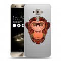 Полупрозрачный дизайнерский пластиковый чехол для Asus ZenFone 3 Прозрачные обезьяны