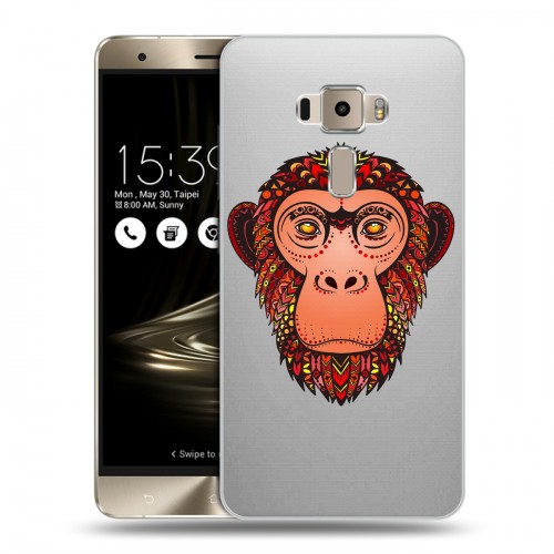 Полупрозрачный дизайнерский пластиковый чехол для Asus ZenFone 3 Прозрачные обезьяны