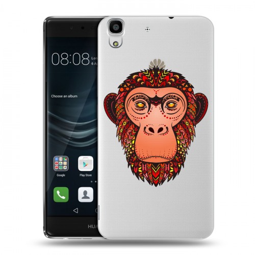 Полупрозрачный дизайнерский пластиковый чехол для Huawei Y6II Прозрачные обезьяны