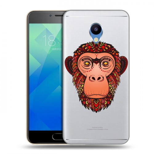 Полупрозрачный дизайнерский пластиковый чехол для Meizu M5 Прозрачные обезьяны
