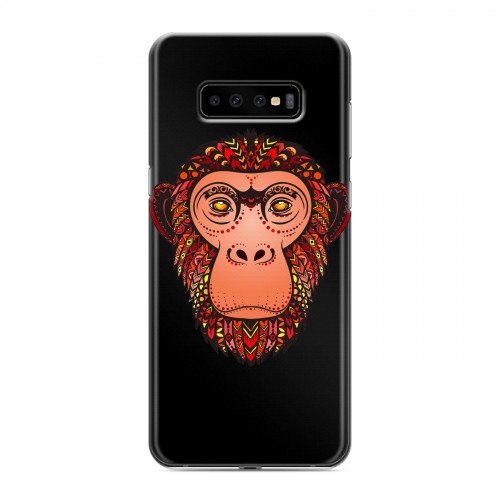 Полупрозрачный дизайнерский пластиковый чехол для Samsung Galaxy S10 Plus Прозрачные обезьяны