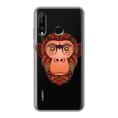 Полупрозрачный дизайнерский силиконовый чехол для Huawei P30 Lite Прозрачные обезьяны