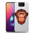 Полупрозрачный дизайнерский пластиковый чехол для ASUS ZenFone 6 ZS630KL Прозрачные обезьяны