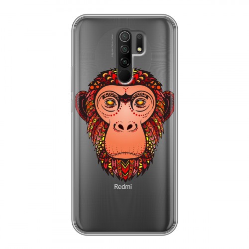 Полупрозрачный дизайнерский силиконовый чехол для Xiaomi RedMi 9 Прозрачные обезьяны