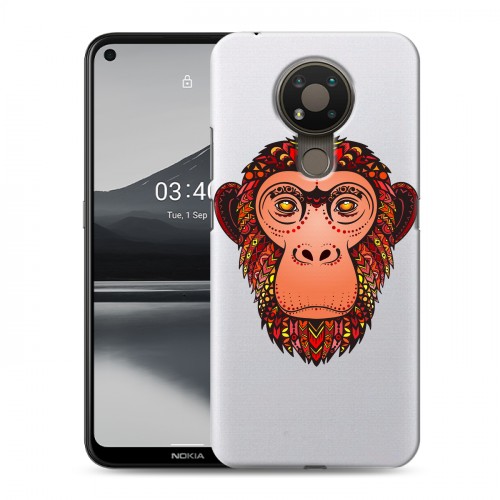 Полупрозрачный дизайнерский пластиковый чехол для Nokia 3.4 Прозрачные обезьяны