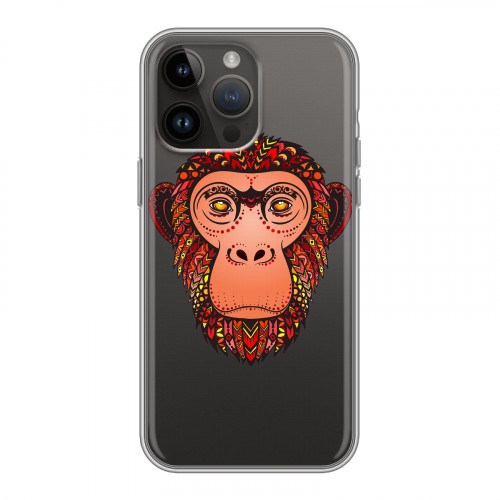 Полупрозрачный дизайнерский силиконовый чехол для Iphone 14 Pro Max Прозрачные обезьяны