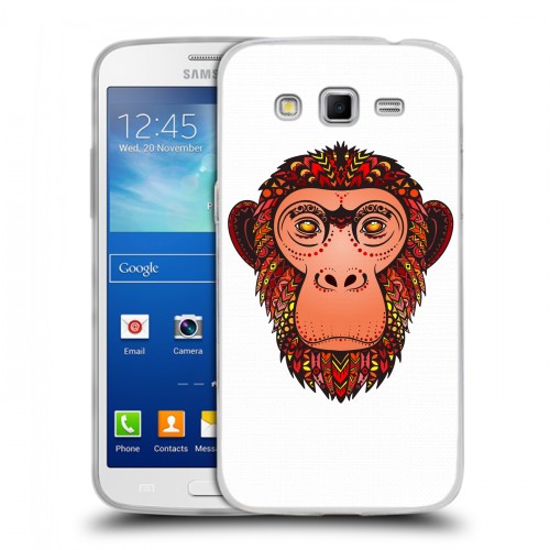 Полупрозрачный дизайнерский пластиковый чехол для Samsung Galaxy Grand 2 Прозрачные обезьяны
