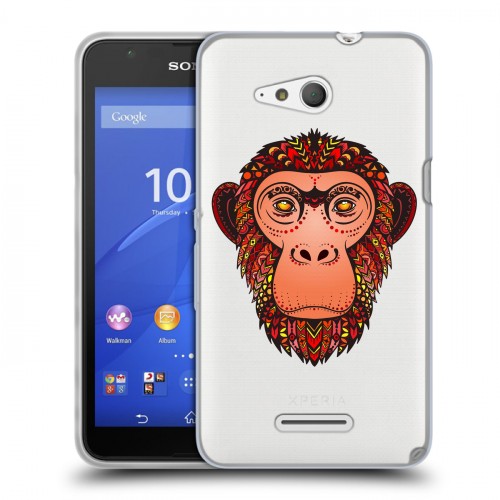 Полупрозрачный дизайнерский пластиковый чехол для Sony Xperia E4g Прозрачные обезьяны