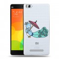 Полупрозрачный дизайнерский пластиковый чехол для Xiaomi Mi4i Прозрачные павлины