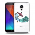 Полупрозрачный дизайнерский пластиковый чехол для Meizu MX5 Прозрачные павлины