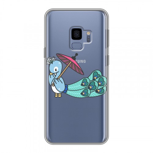 Полупрозрачный дизайнерский пластиковый чехол для Samsung Galaxy S9 Прозрачные павлины