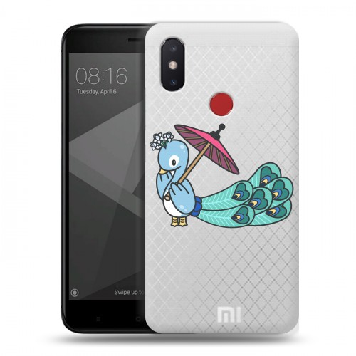 Полупрозрачный дизайнерский пластиковый чехол для Xiaomi Mi8 SE Прозрачные павлины