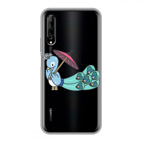 Полупрозрачный дизайнерский пластиковый чехол для Huawei Y9s Прозрачные павлины