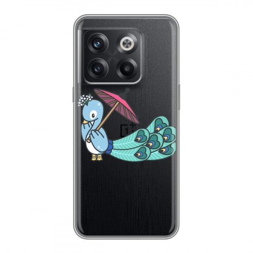 Полупрозрачный дизайнерский силиконовый чехол для OnePlus 10T Прозрачные павлины