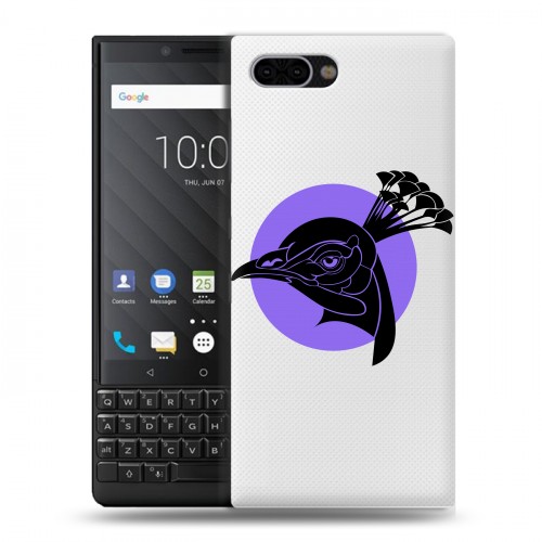 Полупрозрачный дизайнерский пластиковый чехол для BlackBerry KEY2 Прозрачные павлины