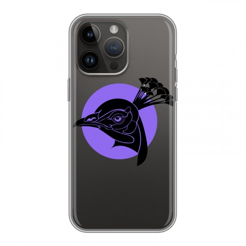 Полупрозрачный дизайнерский пластиковый чехол для Iphone 14 Pro Max Прозрачные павлины