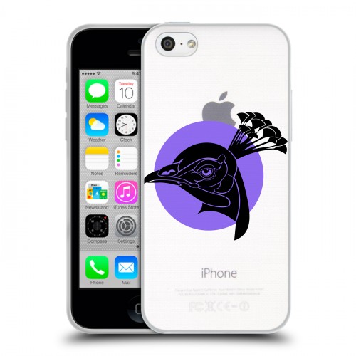 Полупрозрачный дизайнерский пластиковый чехол для Iphone 5c Прозрачные павлины