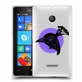 Полупрозрачный дизайнерский пластиковый чехол для Microsoft Lumia 435 Прозрачные павлины