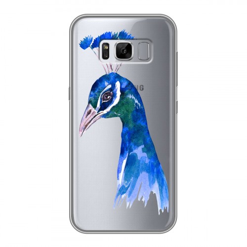 Полупрозрачный дизайнерский пластиковый чехол для Samsung Galaxy S8 Plus Прозрачные павлины