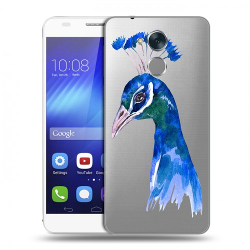 Полупрозрачный дизайнерский пластиковый чехол для Huawei Honor 6C Прозрачные павлины