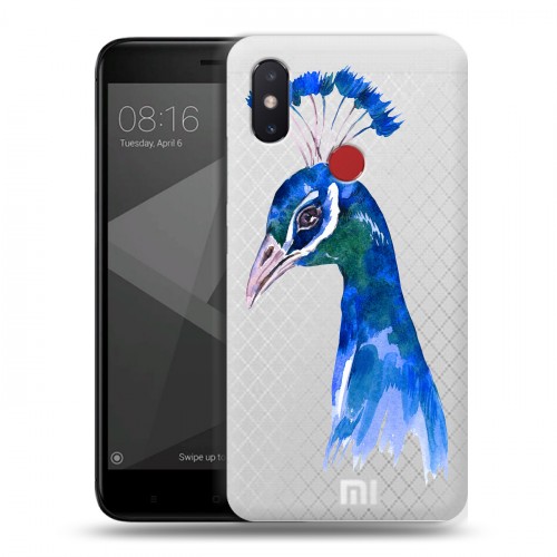 Полупрозрачный дизайнерский пластиковый чехол для Xiaomi Mi8 SE Прозрачные павлины