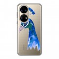 Полупрозрачный дизайнерский силиконовый чехол для Huawei P50 Pro Прозрачные павлины