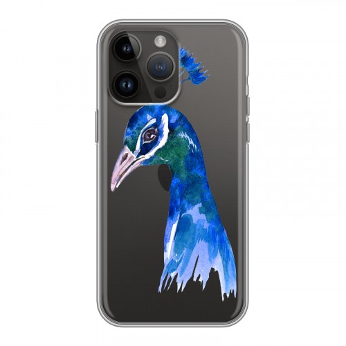 Полупрозрачный дизайнерский пластиковый чехол для Iphone 14 Pro Max Прозрачные павлины