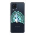 Полупрозрачный дизайнерский пластиковый чехол для Samsung Galaxy A22 Прозрачные павлины