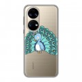 Полупрозрачный дизайнерский силиконовый чехол для Huawei P50 Pro Прозрачные павлины