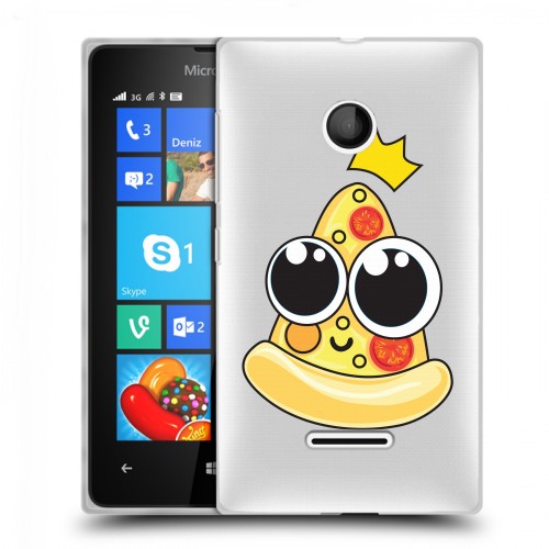 Полупрозрачный дизайнерский пластиковый чехол для Microsoft Lumia 435 Прозрачная Пицца