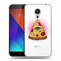 Полупрозрачный дизайнерский пластиковый чехол для Meizu MX5 Прозрачная Пицца