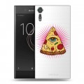 Полупрозрачный дизайнерский пластиковый чехол для Sony Xperia XZs Прозрачная Пицца