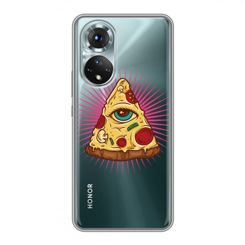 Полупрозрачный дизайнерский силиконовый чехол для Huawei Honor 50 Прозрачная Пицца