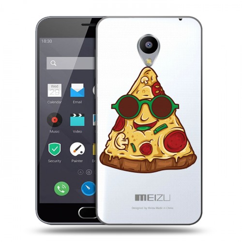 Полупрозрачный дизайнерский пластиковый чехол для Meizu M2 Note Прозрачная Пицца