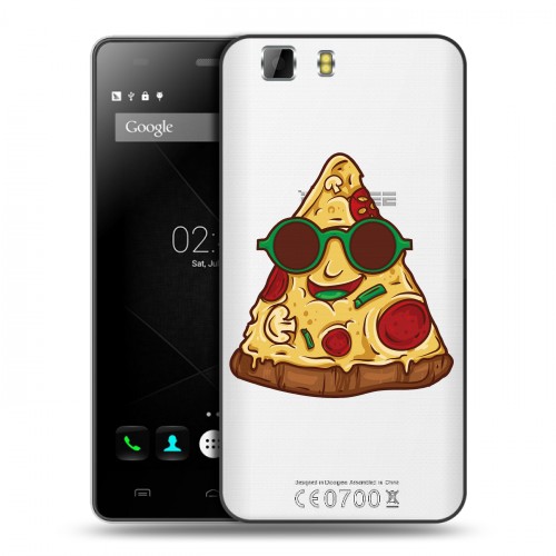 Полупрозрачный дизайнерский пластиковый чехол для Doogee X5 Прозрачная Пицца