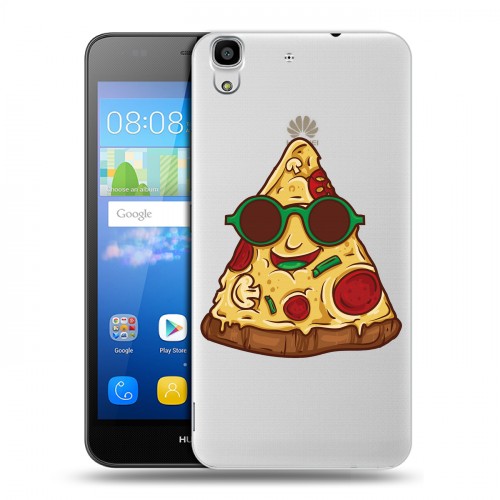 Полупрозрачный дизайнерский пластиковый чехол для Huawei Y6 Прозрачная Пицца