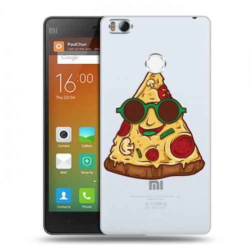 Полупрозрачный дизайнерский силиконовый чехол для Xiaomi Mi4S Прозрачная Пицца
