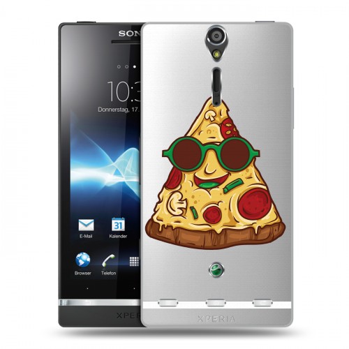Полупрозрачный дизайнерский пластиковый чехол для Sony Xperia S Прозрачная Пицца