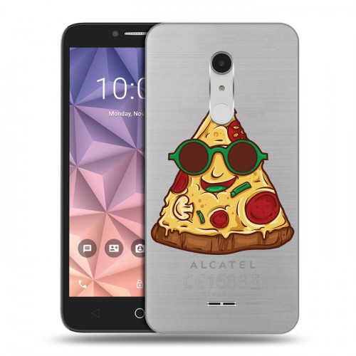 Полупрозрачный дизайнерский пластиковый чехол для Alcatel A3 XL Прозрачная Пицца
