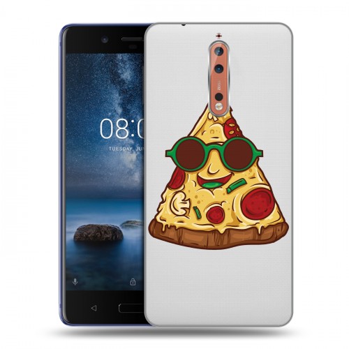 Полупрозрачный дизайнерский пластиковый чехол для Nokia 8 Прозрачная Пицца