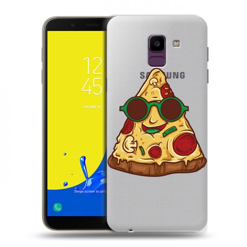 Полупрозрачный дизайнерский пластиковый чехол для Samsung Galaxy J6 Прозрачная Пицца