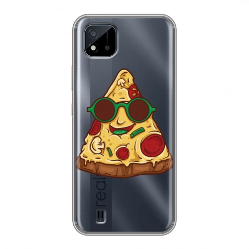 Полупрозрачный дизайнерский пластиковый чехол для Realme C20 Прозрачная Пицца