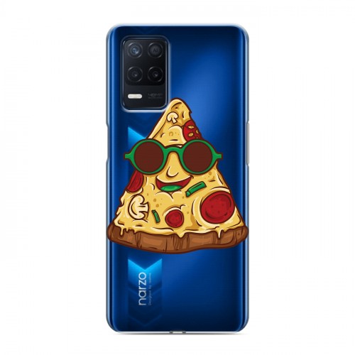 Полупрозрачный дизайнерский силиконовый чехол для Realme Narzo 30 5G Прозрачная Пицца