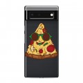 Полупрозрачный дизайнерский силиконовый с усиленными углами чехол для Google Pixel 6 Прозрачная Пицца