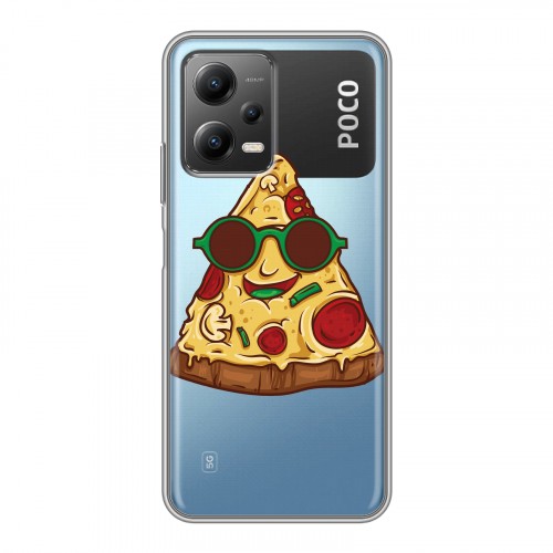 Полупрозрачный дизайнерский пластиковый чехол для Xiaomi Poco X5 Прозрачная Пицца