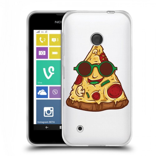 Полупрозрачный дизайнерский пластиковый чехол для Nokia Lumia 530 Прозрачная Пицца