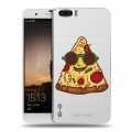 Полупрозрачный дизайнерский силиконовый чехол для Huawei Honor 6 Plus Прозрачная Пицца